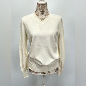FELICITE Cream V-Neck lightweight Sweater size 1/XS-S